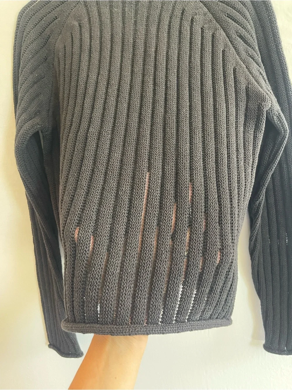 bohme‎ Black Ribbed Scoop-Neck Sweater